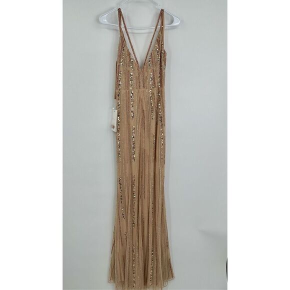 Mac Duggal NWT size 8 SEQUINED SPAGHETTI STRAP COWL BACK GOWN style 10932 - Picture 13 of 17